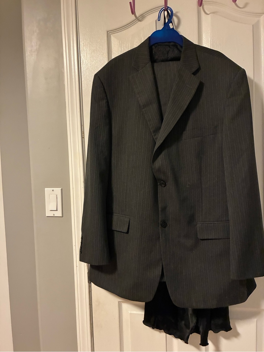 Haggar Men's Dark Charcoal Pinstripe Suit Jacket